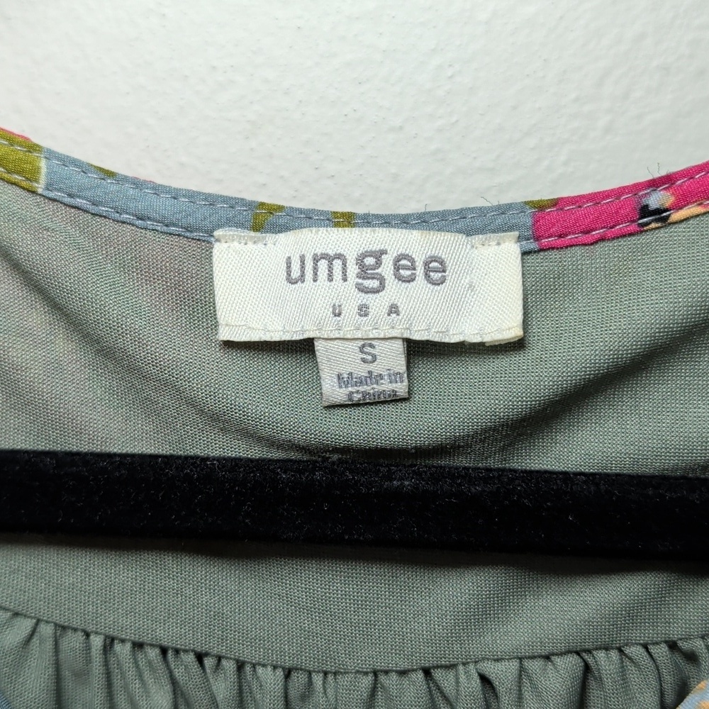Umgee Floral Flutter Sleeve Mini Dress Blue Pink White Green Boho Women's Size S - Picture 2 of 6